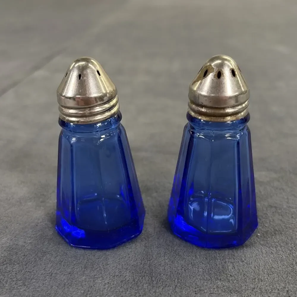 Hazel Atlas Cobalt Blue Salt and Pepper Shaker Set Vintage Depression FS